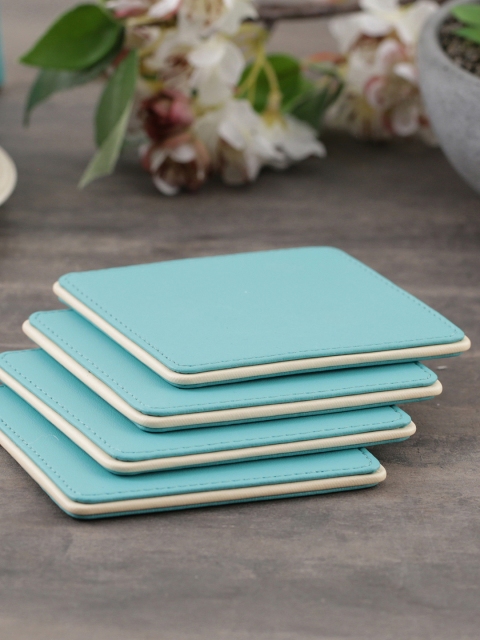 

Pure Home and Living Set of 4 Blue Solid Square Coasters