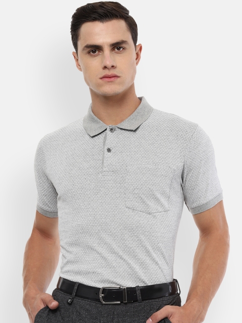 

Van Heusen Men Grey Self Design Polo Collar T-shirt