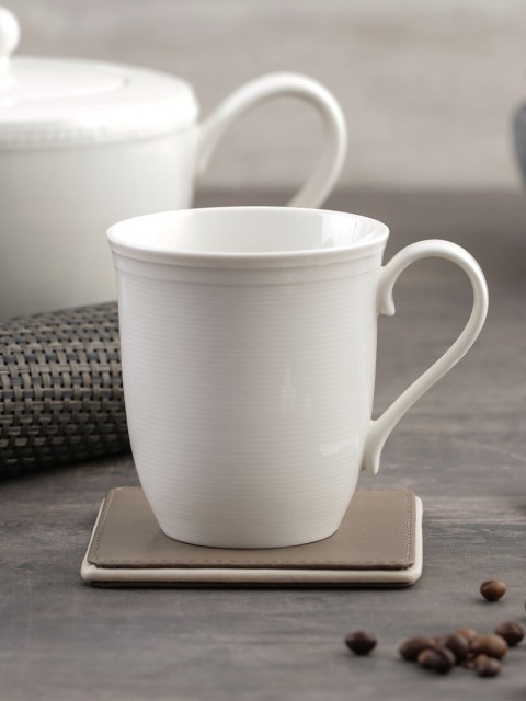 

Pure Home and Living Set of 6 White Solid Glossy Rhythm Latte Mugs