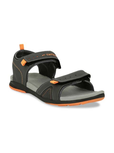 

Campus Men Grey & Orange Colourblocked Sports Sandals