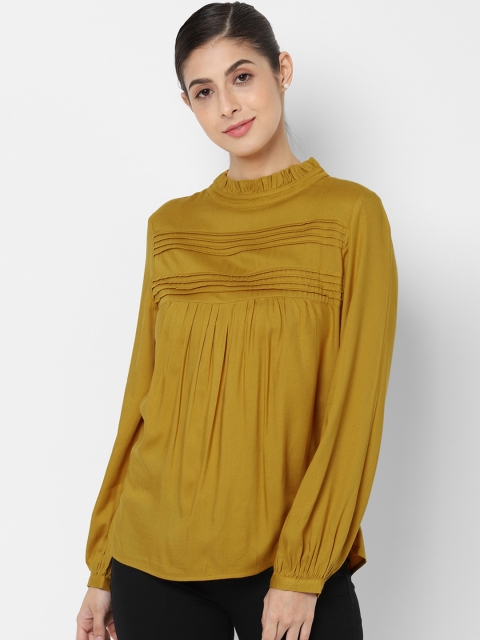 

Allen Solly Woman Mustard Yellow Solid Top