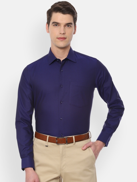 

Van Heusen Men Navy Blue Slim Fit Self Design Formal Shirt