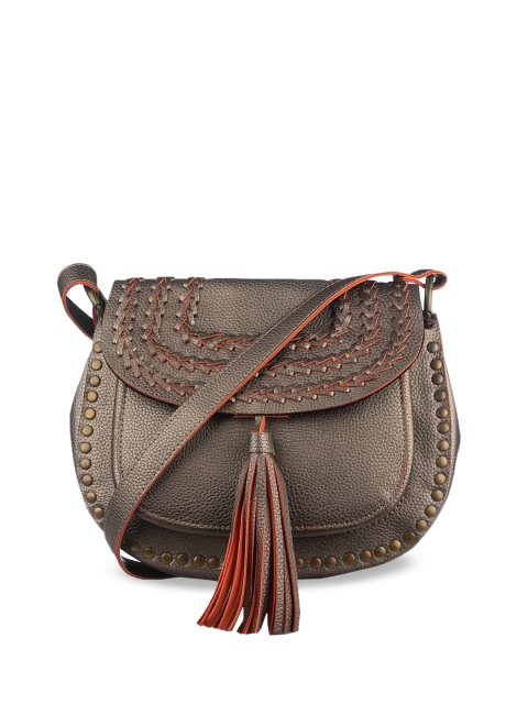 

BandBox Gunmetal-Toned Embellished Sling Bag, Metallic