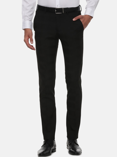 

Van Heusen Men Black Slim Fit Solid Formal Trousers