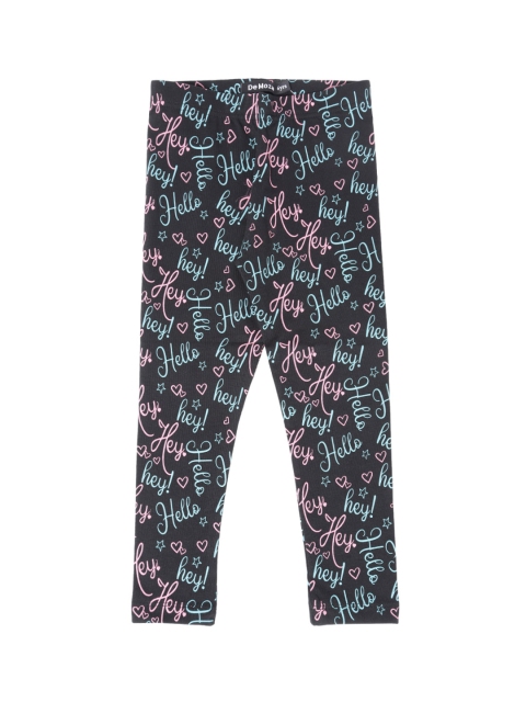 

De Moza Girls Black & Pink Printed Ankle-Length Leggings