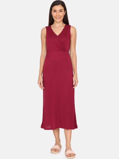 

Zivame Women Red Solid Nightdress