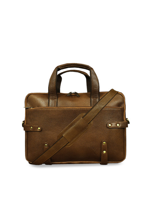

ABYS Unisex Olive Green Solid Genuine Leather Laptop Bag