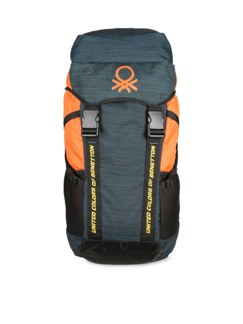 

United Colors of Benetton Unisex Orange & Blue Colourblocked Large 60 Litres Rucksack