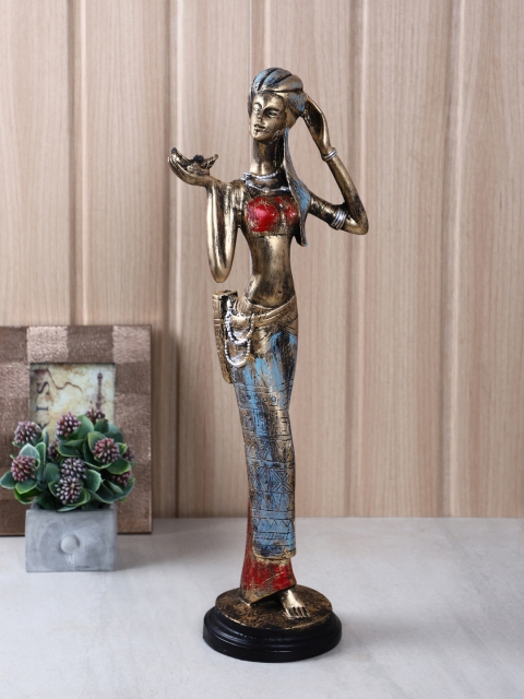 

TIED RIBBONS Gold-Toned & Red Handcrafted Decorative Lady Figurine Showpiece
