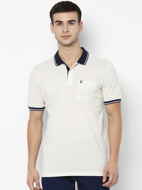 

Allen Solly Men Cream-Coloured Solid Polo Collar T-shirt