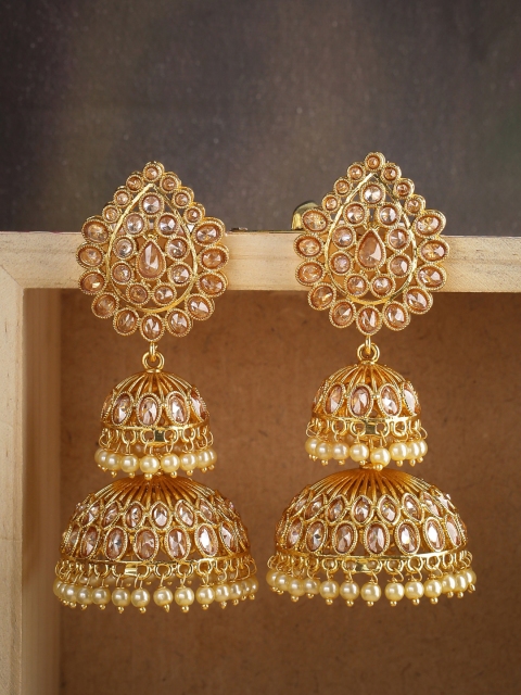

Voylla Gold-Plated Handcrafted Dome Shaped Jhumkas