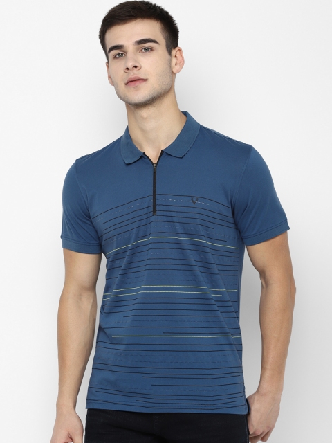 

Allen Solly Men Blue Striped Polo Collar T-shirt