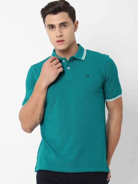

Allen Solly Men Green Solid Polo Collar Pure Cotton T-shirt