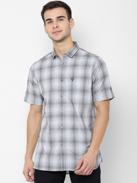 

Allen Solly Men Grey & Off-White Slim Fit Checked Casual Shirt