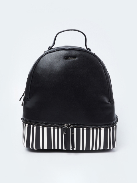 

Ginger by Lifestyle Women Black & White Striped Backpack