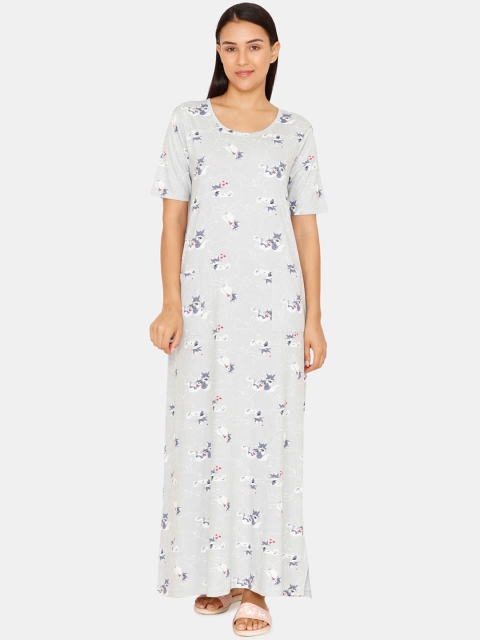 

Zivame Women Grey Printed Nightdress