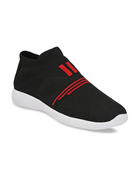 

AfroJack Men Black Woven Design Mid-Top Slip-On Sneakers