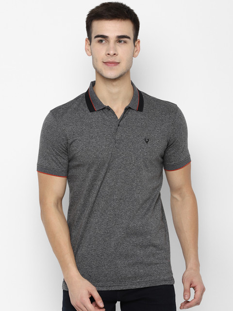 

Allen Solly Men Grey Solid Polo Collar T-shirt