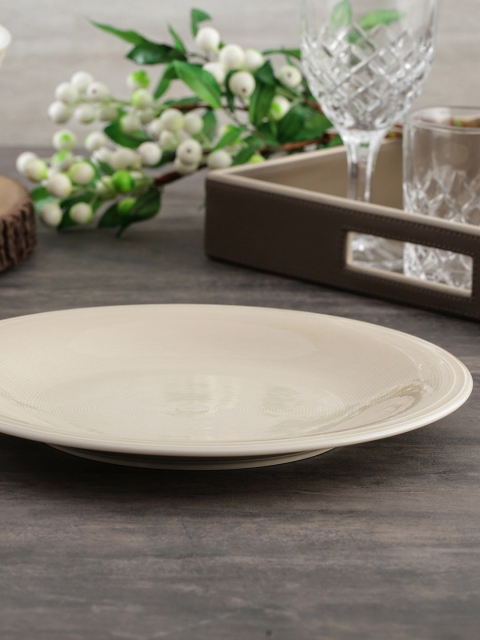 

Pure Home and Living Set of 4 Beige Textured Ceramic Rhythm Dinner Plates