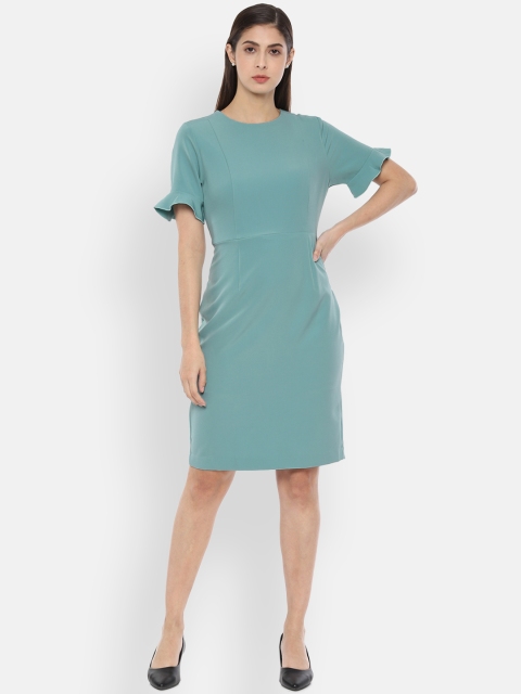 

Van Heusen Woman Green Solid Sheath Dress
