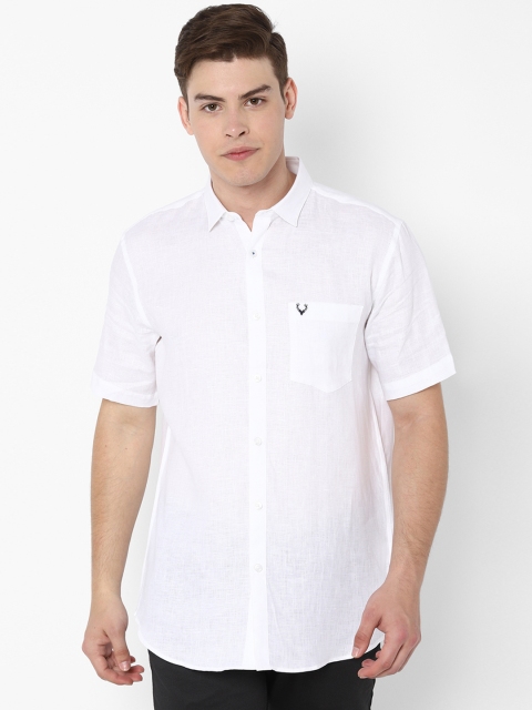 

Allen Solly Men White Slim Fit Solid Casual Linen Shirt