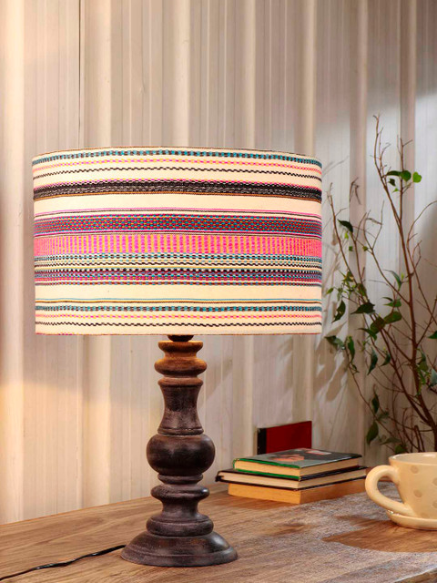 

Grated Ginger Multicoloured Printed Bedside Table Lamp with Shade, Multi