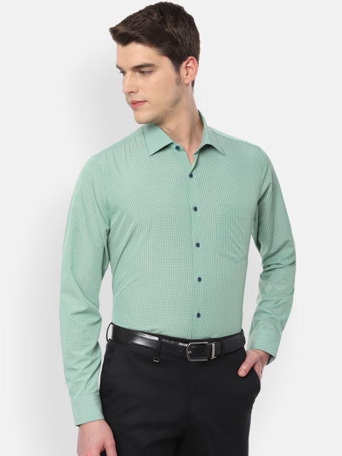 

Van Heusen Men Green & White Slim Fit Checked Formal Shirt
