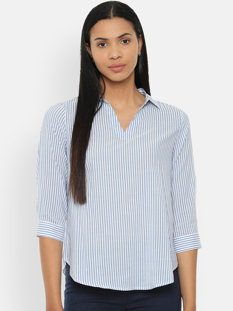 

Van Heusen Woman Blue & White Striped Top