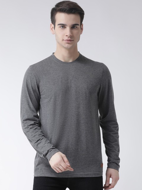 

Club York Men Charcoal Grey Solid Round Neck T-shirt