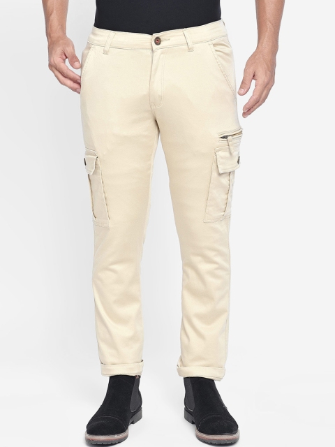 

beevee Men Beige Regular Fit Solid Cargos