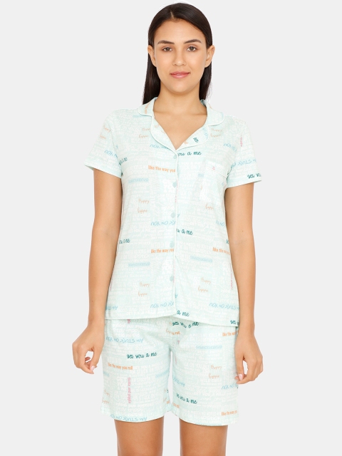 

Zivame Women Green Printed Night Suit ZI607U