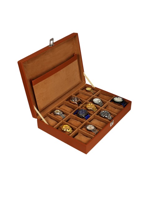 

Leather World Unisex Tan Watch Organiser Box, Brown