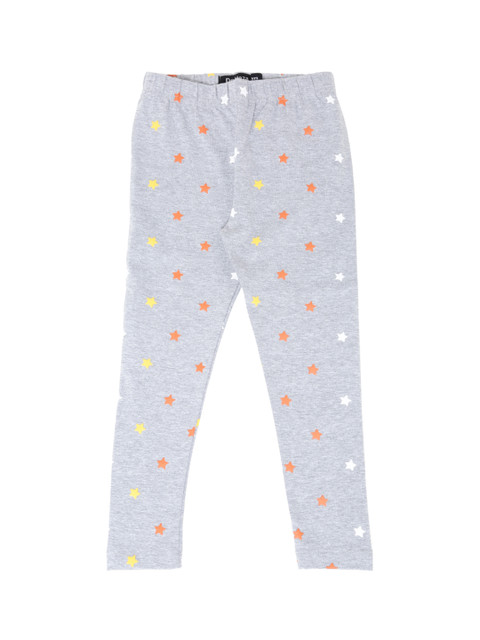 

De Moza Girls Grey Melange & Orange Printed Ankle-Length Leggings
