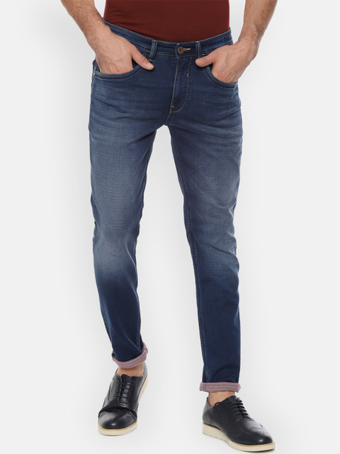 

V Dot Men Navy Blue Slim Fit Mid-Rise Clean Look Stretchable Jeans