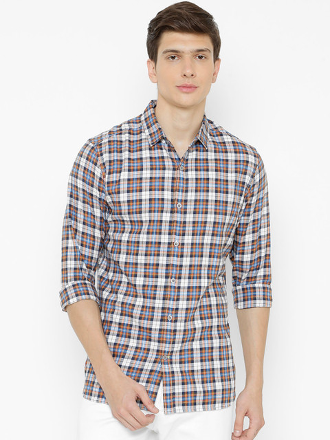 

AweTRend Men White & Grey Slim Fit Checked Casual Shirt