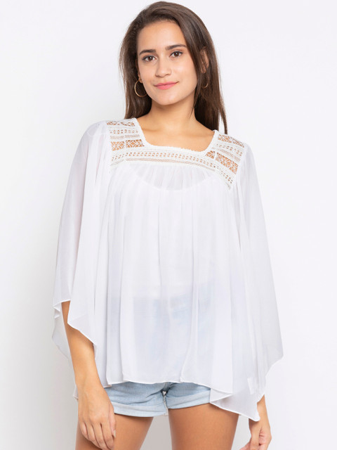 

Iti Women White Solid A-Line Top