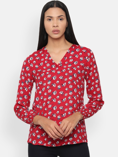 

Van Heusen Woman Red & Off-White Floral Print Top