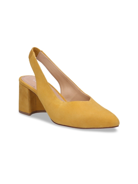 

Bugatti Women Yellow Solid Suede Pumps