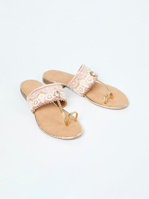 

Melange by Lifestyle Women Pink Embellished T-Strap Flats