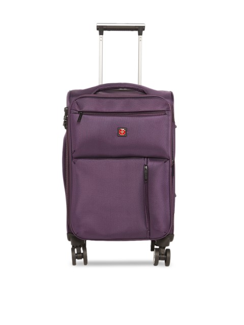 

SWISS BRAND Unisex Purple Solid Locarno 360-Degree Rotation Soft-Sided Cabin Trolley Suitcase