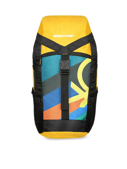 

United Colors of Benetton Unisex Yellow & Black Graffiti 60 Litres Rucksack