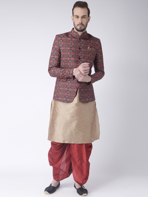 

Hangup Men Copper-Toned & Maroon Sherwani Set