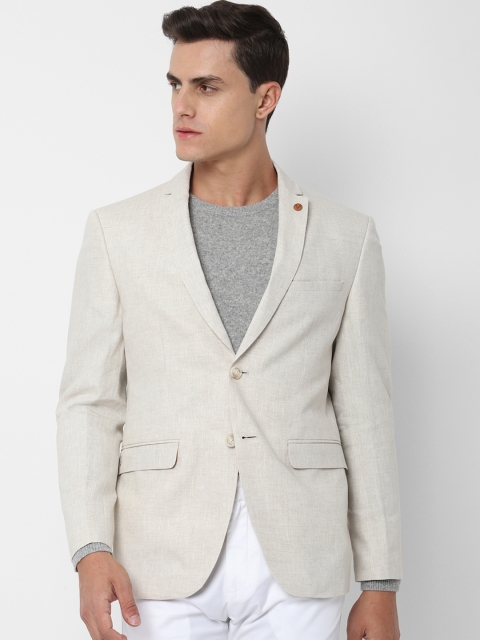 

Allen Solly Men Beige Solid Pure Linen Slim-Fit Single-Breasted Casual Blazer