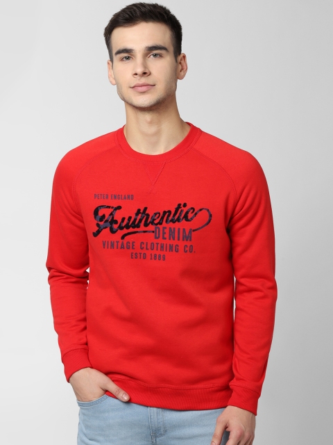 

Peter England Casuals Men Red Printed Sweatshirt