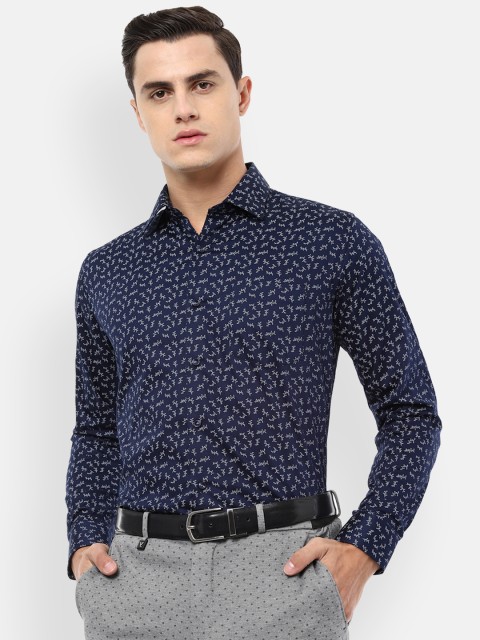 

Van Heusen Men Navy Blue & White Slim Fit Printed Formal Shirt