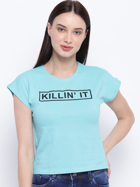 

Everlush Women Turquoise Blue Printed Top