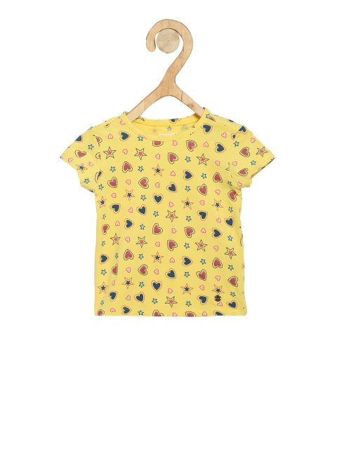

Allen Solly Junior Girls Yellow & Navy Blue Printed T-Shirt