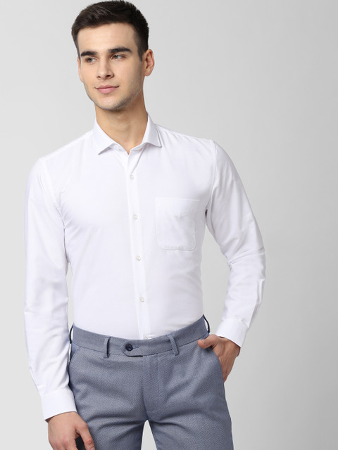 

Peter England Men White Slim Fit Self Design Formal Shirt