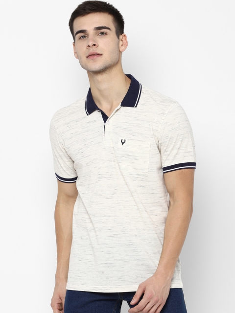 

Allen Solly Men Cream-Coloured Solid Polo Collar T-shirt