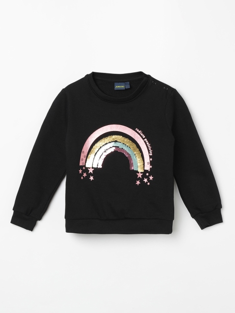 

Juniors by Lifestyle Girls Black & Rose Gold-Coloured Embellished Sweatshirt